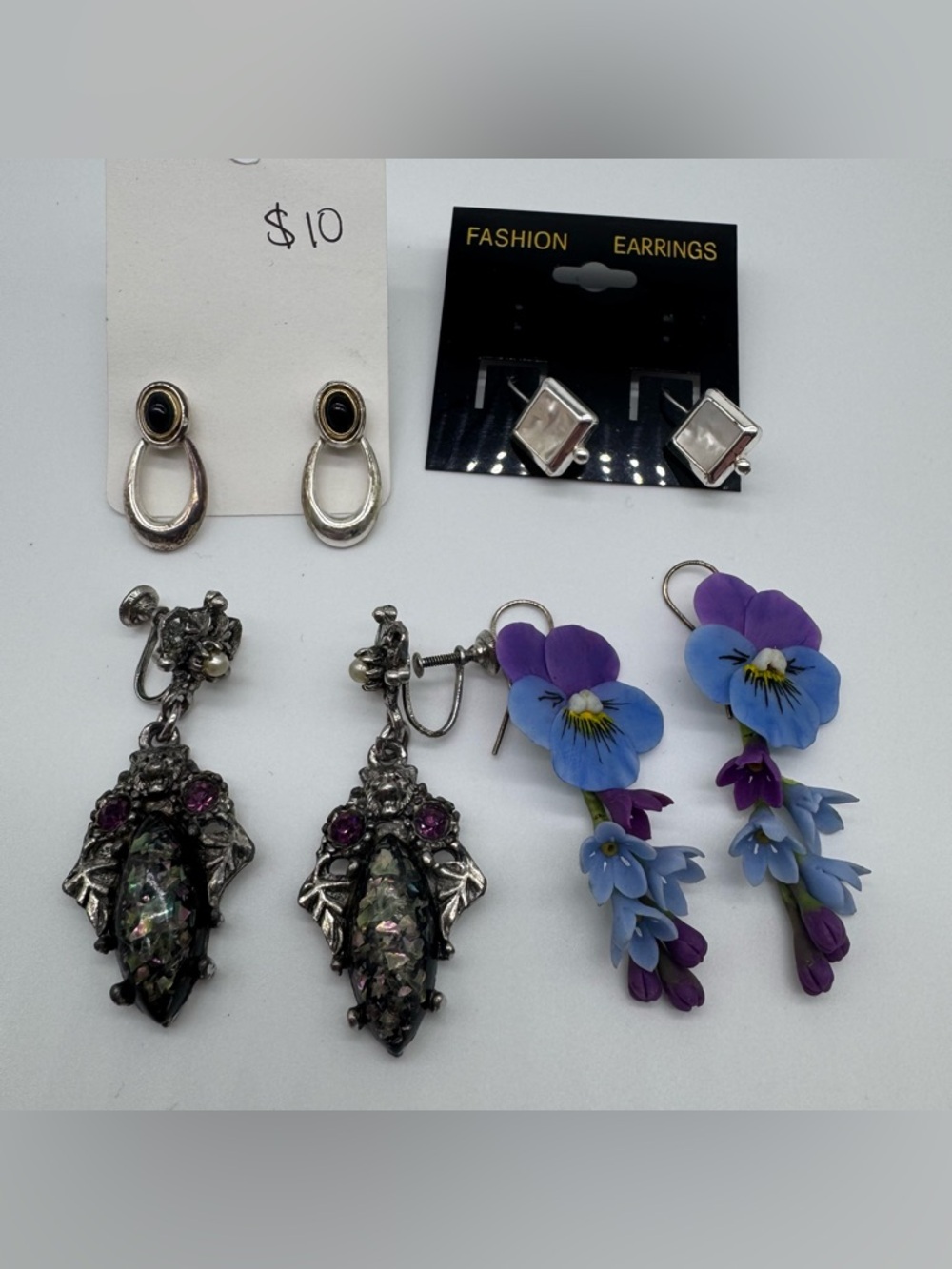 Vintage + Modern Mixed Earrings Lot Floral Clip On Dangle Bundle